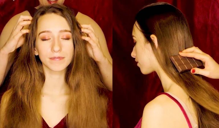ASMR 💕 Beauitful Long Hair Brushing, Relaxing Scalp Massage Sounds, Chocolate Brush & Soft Whispers